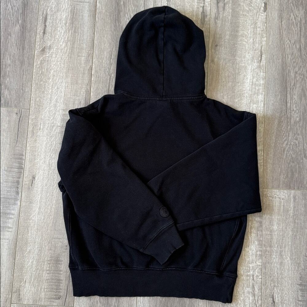 PINK Victoria’s Secret Black Cotton Hoodie Pullover Size S Minimalist Coquette - Picture 7 of 8